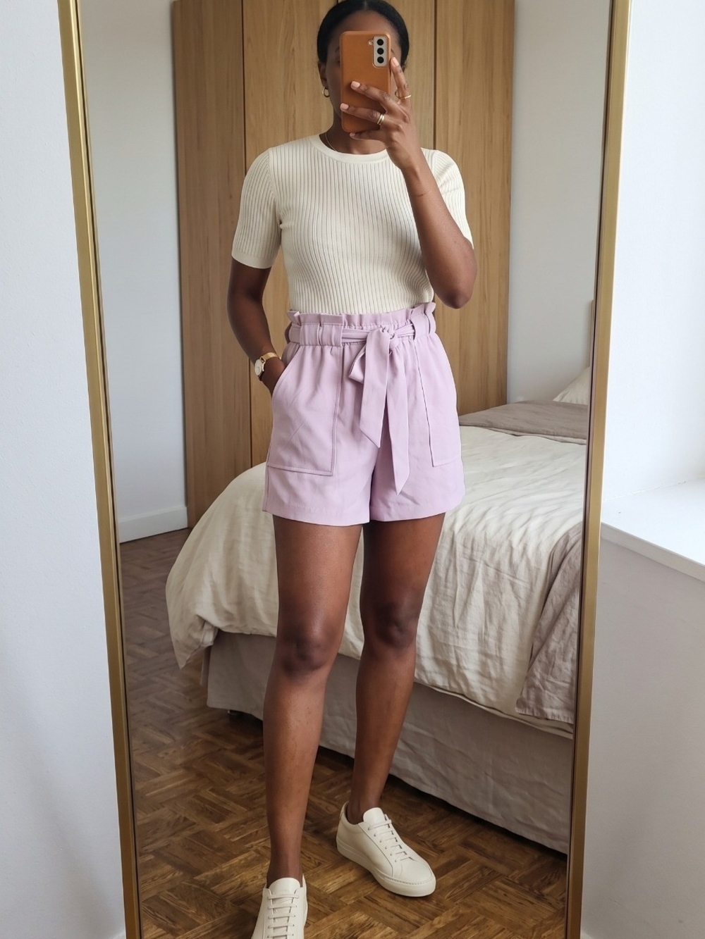 Fashion Nova High-Waist Paperbag Shorts - Lilac